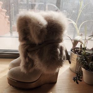 Rachel Zoe Apres Genuine Rabbit Fur Platform Boots